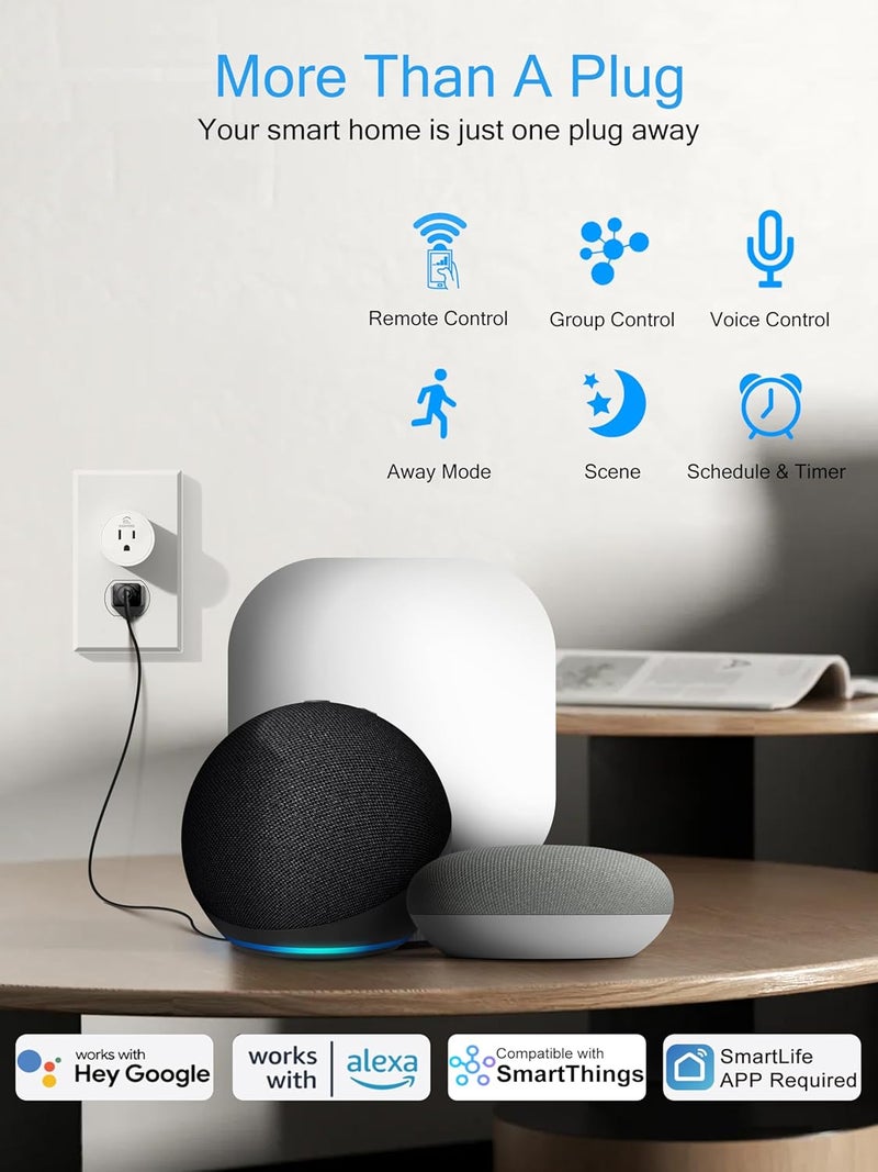 EIGHTREE Smart Plug 2025 Upgrade to 15A, Bluetooth & Wi-Fi Outlet Plug Dual Connection, Voice Control, Remote Control Outlet Timer Indoor, Smart Plugs That Work with Alexa & Google, 2.4GHz Wi-Fi Only - Image 4